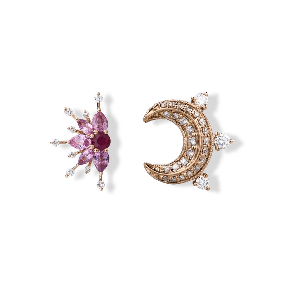 Pink Star and Moon Studs