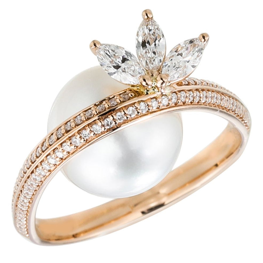Diamond Pearl Under the Lotus Ring